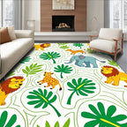 Jungle Safari Animals Leafy Vines Rug