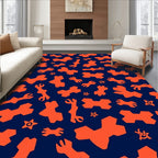 Orange Wrench Tools Navy Background Rug