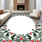 Emerald Green Floral Border Rug