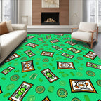 Green Orange White Whimsical Character Rug
