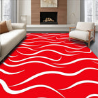 Crimson White Flowing Wave Rug