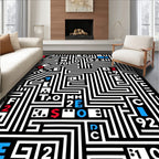 Bold Black and White Alphabet Maze Rug