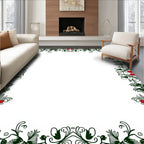 Festive Red Berry Greenery Border Rug