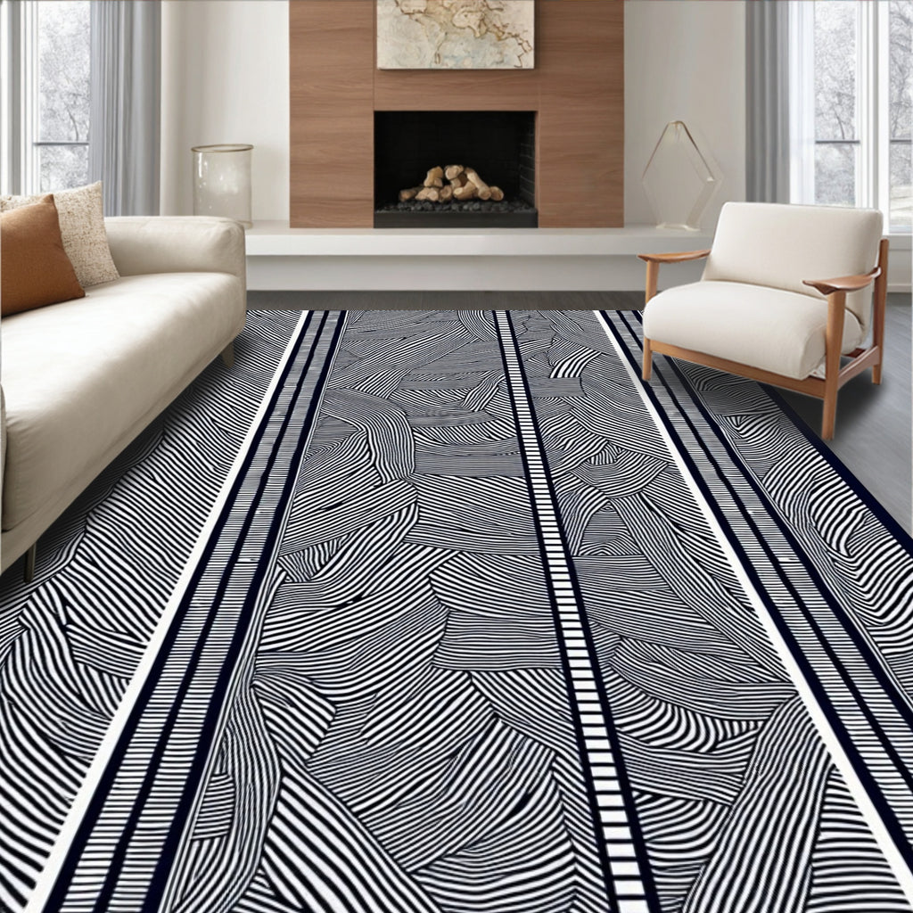 Bold Black White Organic Stripe Rug