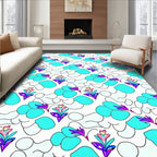 Whimsical Pink Blue Cloud Floral Rug