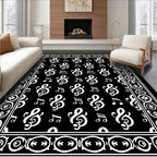 Black and white treble clef notes Rug