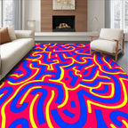 Vivid Blue Yellow Swirl Abstraction Rug