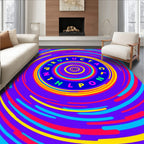 Vibrant Psychedelic Swirl Concentric Circles Rug