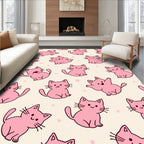 Playful Pink Kittens Starry Background Rug