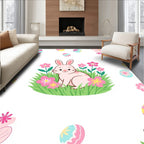 Whimsical Easter Bunny Floral Meadow Rug