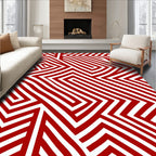 Striking Red Labyrinth Lines Rug