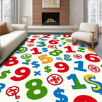 Playful Red Green Blue Number Collage Rug