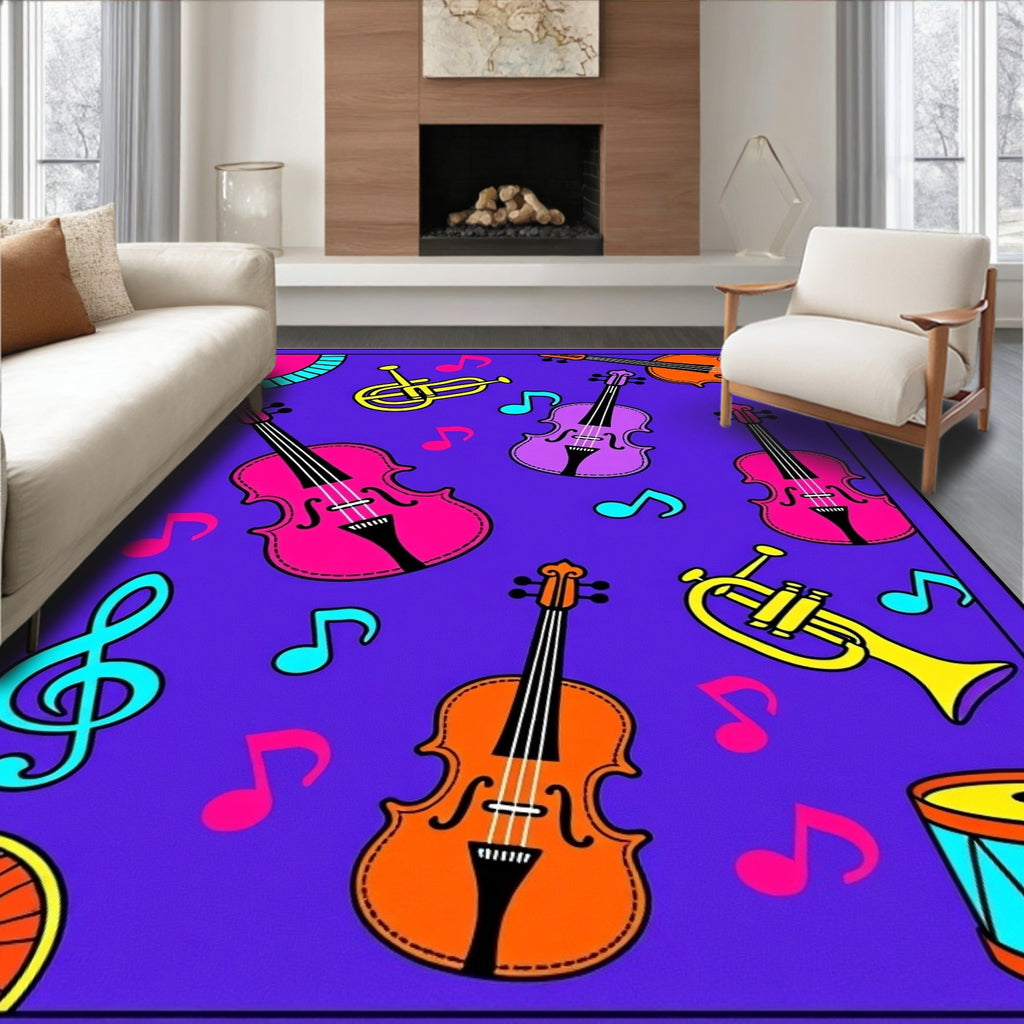 Vibrant Musical Instruments And Notes Rug