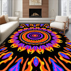 Vibrant Circular Abstract Flame Rug