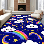 Playful Rainbow Cloud Starry Night Rug