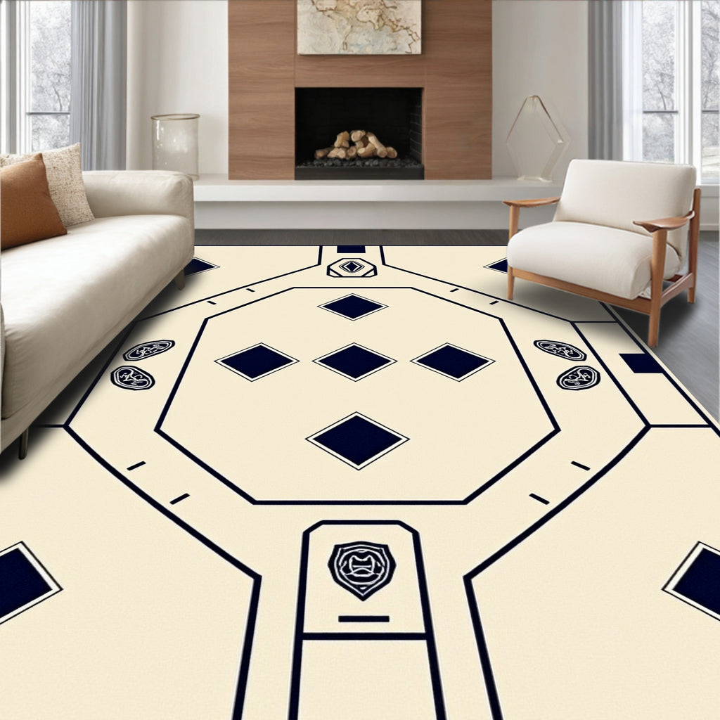 Nautical Navy Diamond Geometric Arrangement Rug