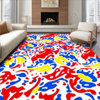 Bold Red Blue Yellow Abstract Splatter Rug