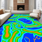Vibrant Abstract Blue Orange Green Waves Rug