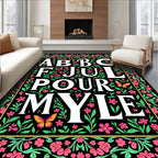 Floral Butterfly Alphabet Border Rug