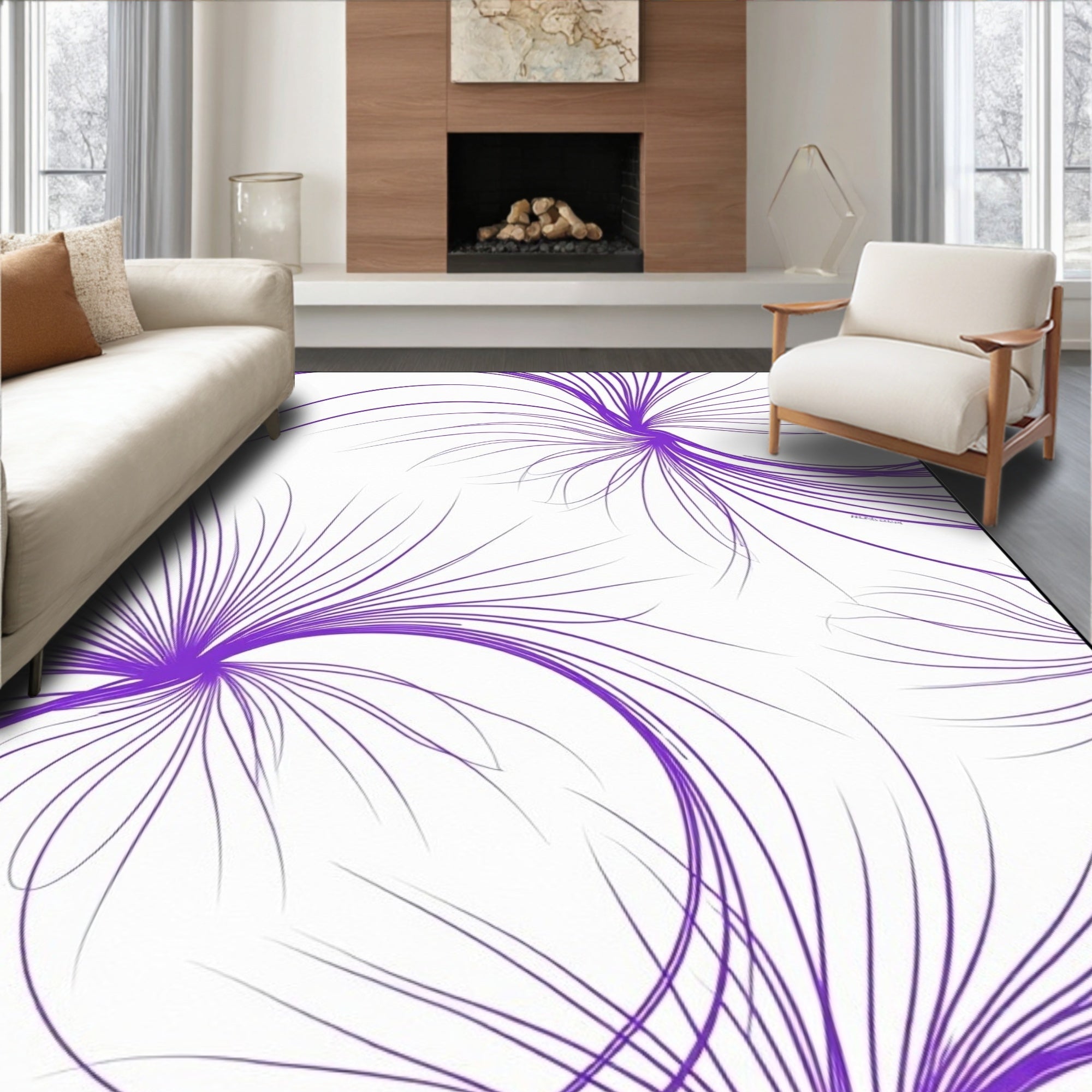 Vibrant Purple Swirl Burst Rug