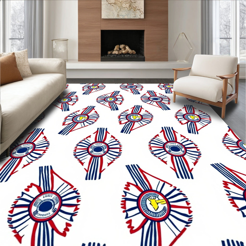 Red Blue White Award Ribbons Rug