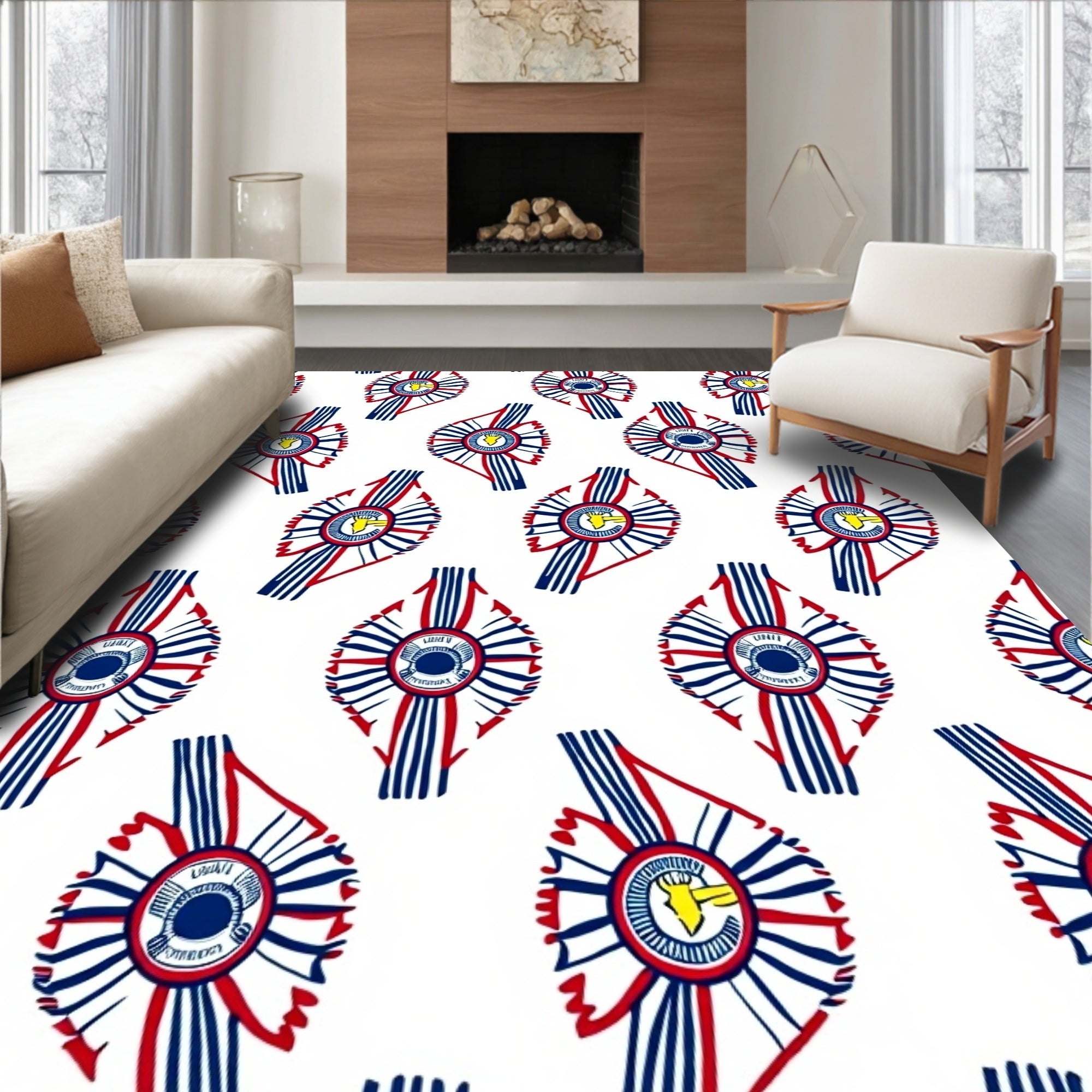 Red Blue White Award Ribbons Rug