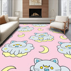 Cute Cloud Cat Moon Pink Rug