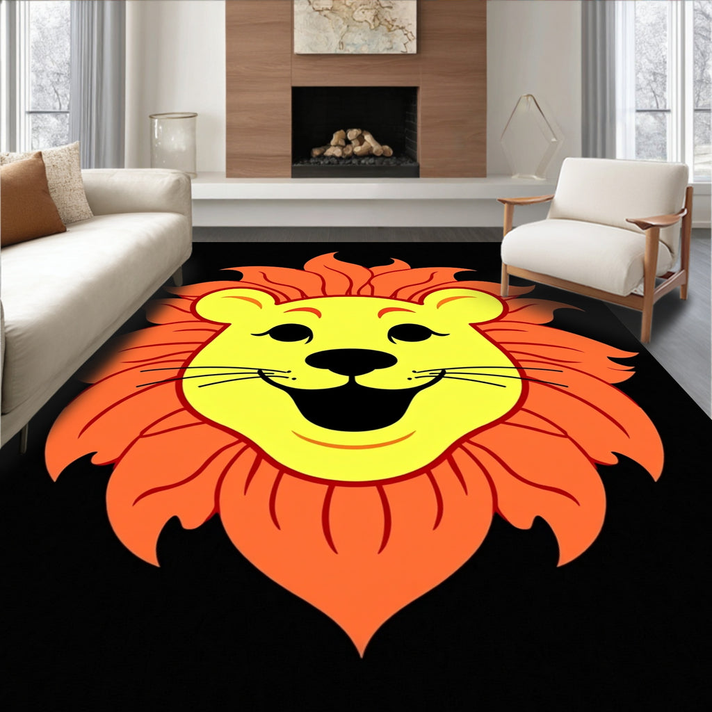 Cheerful Yellow Lion Orange Mane Rug