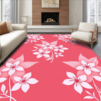 Coral Pink White Floral Garden Rug