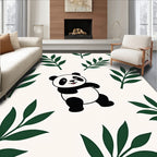 Playful Panda Bamboo Leaves Rug