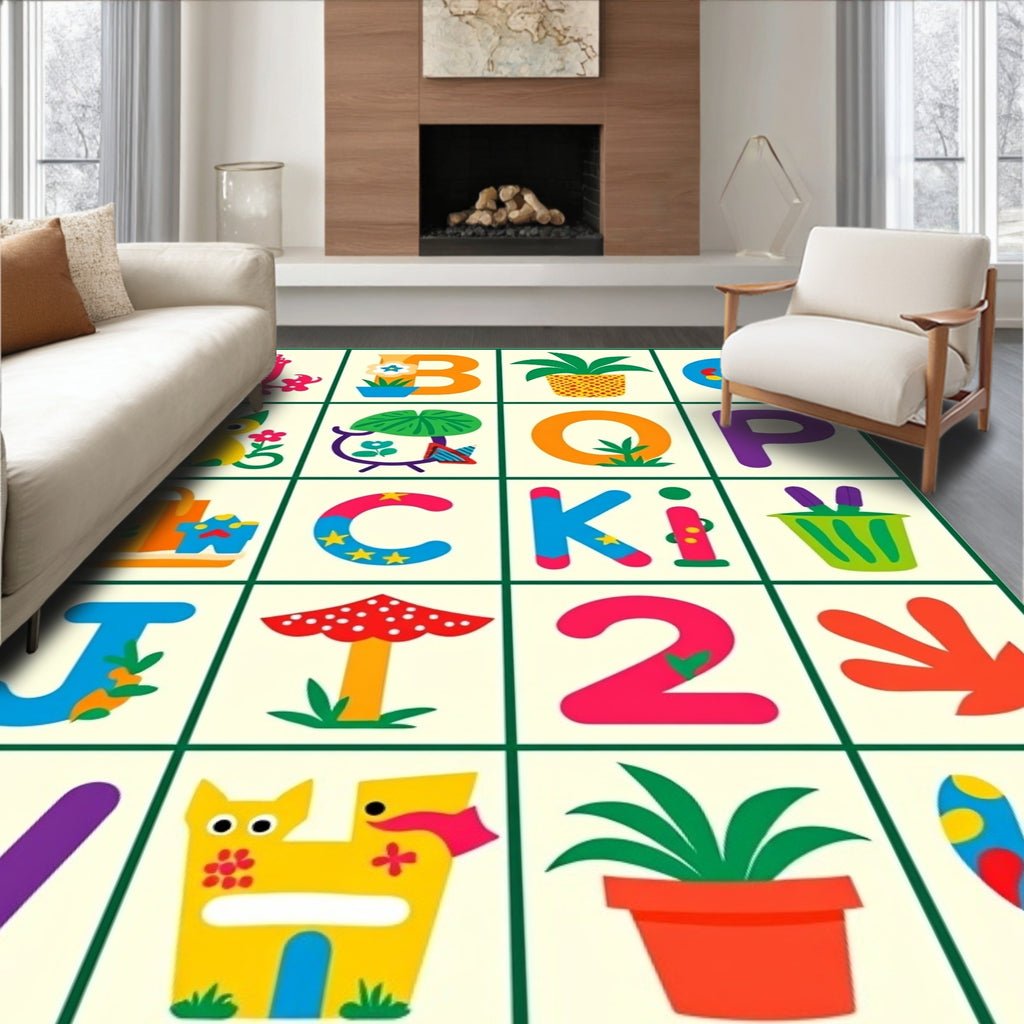 Alphabet Animals Plants Fun Colors Rug
