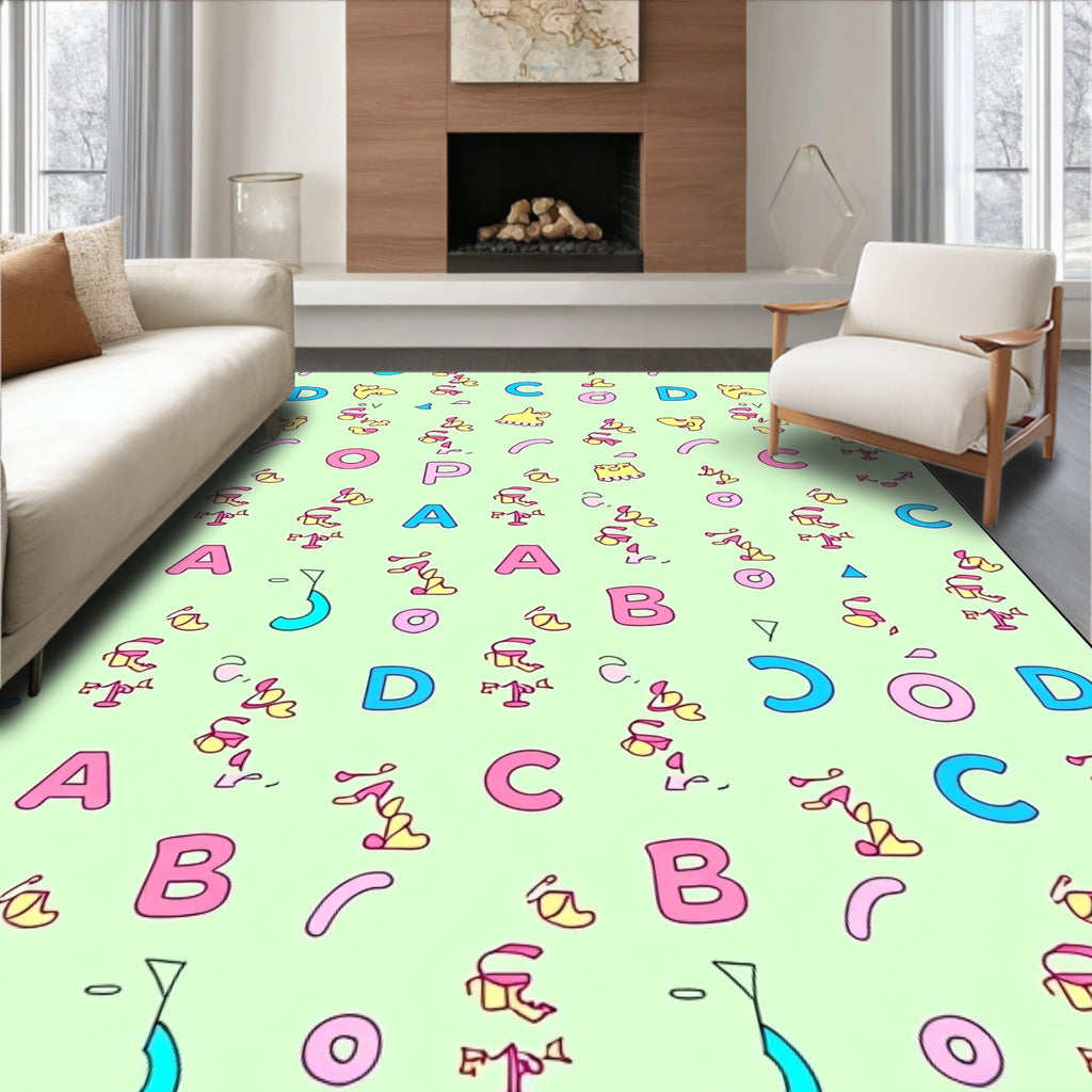 Playful Alphabet Pastel Grid Rug