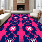 Bold Pink Navy Geometric Medallion Rug