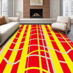 Vibrant Yellow Red Abstract Lines Rug