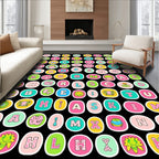 Whimsical Alphabet Medley Cartoon Circles Rug
