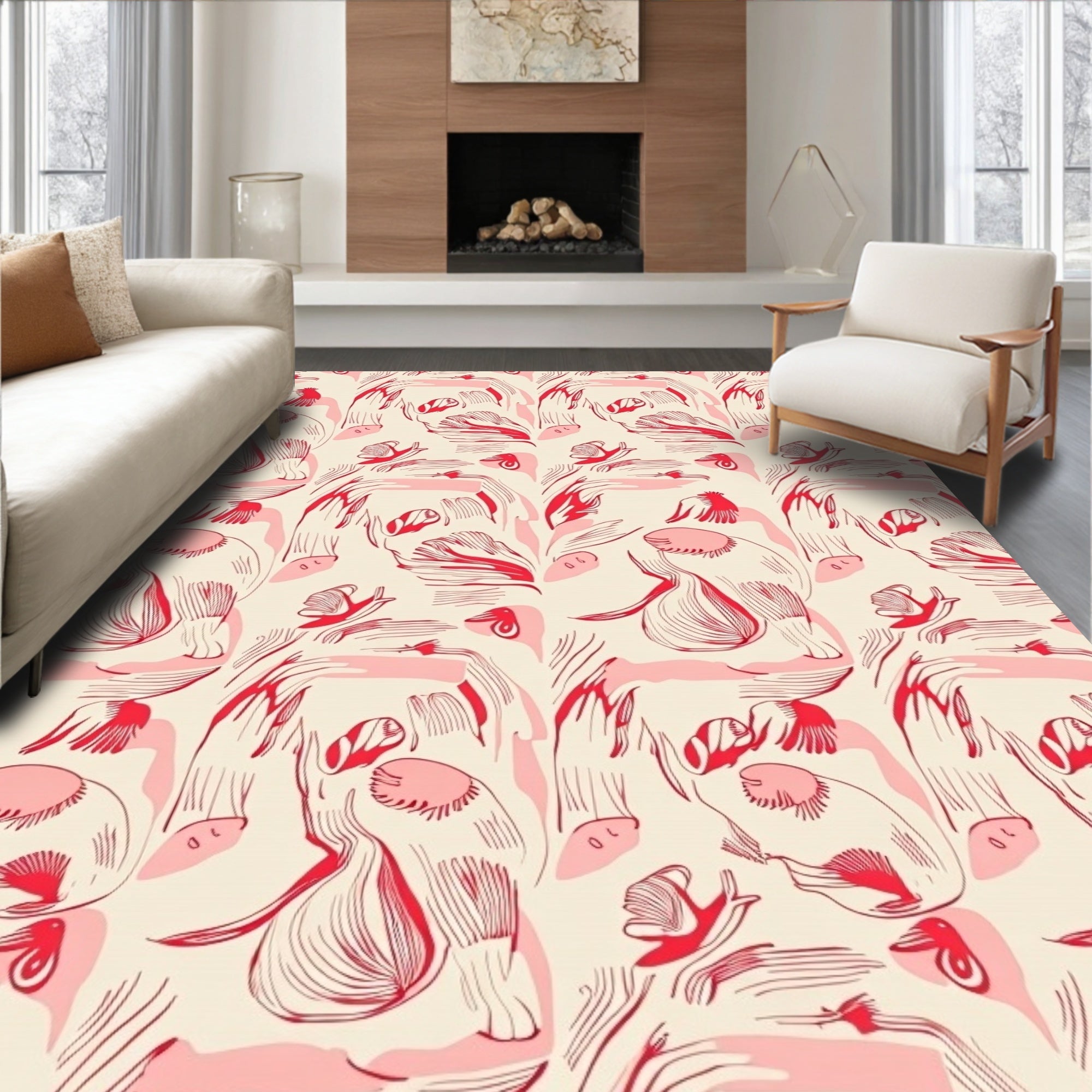 Crimson and Pink Organic Swirl Rug