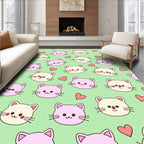 Kawaii Pink Cream Cat Hearts Rug