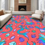 Coral Mermaid Friends Underwater Scene Rug