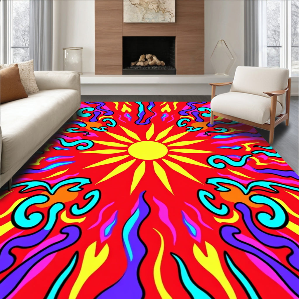 Radiant Sun Boho Psychedelic Swirls Rug