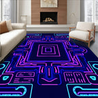 Cyberpunk Circuits Neon Geometric Rug
