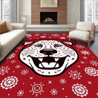 Crimson Dog Snowflakes Festive Greeting Rug