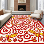 Whimsical Red Yellow Sprightly Swirls Rug