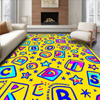 Funky Alphabet Star Yellow Collage Rug