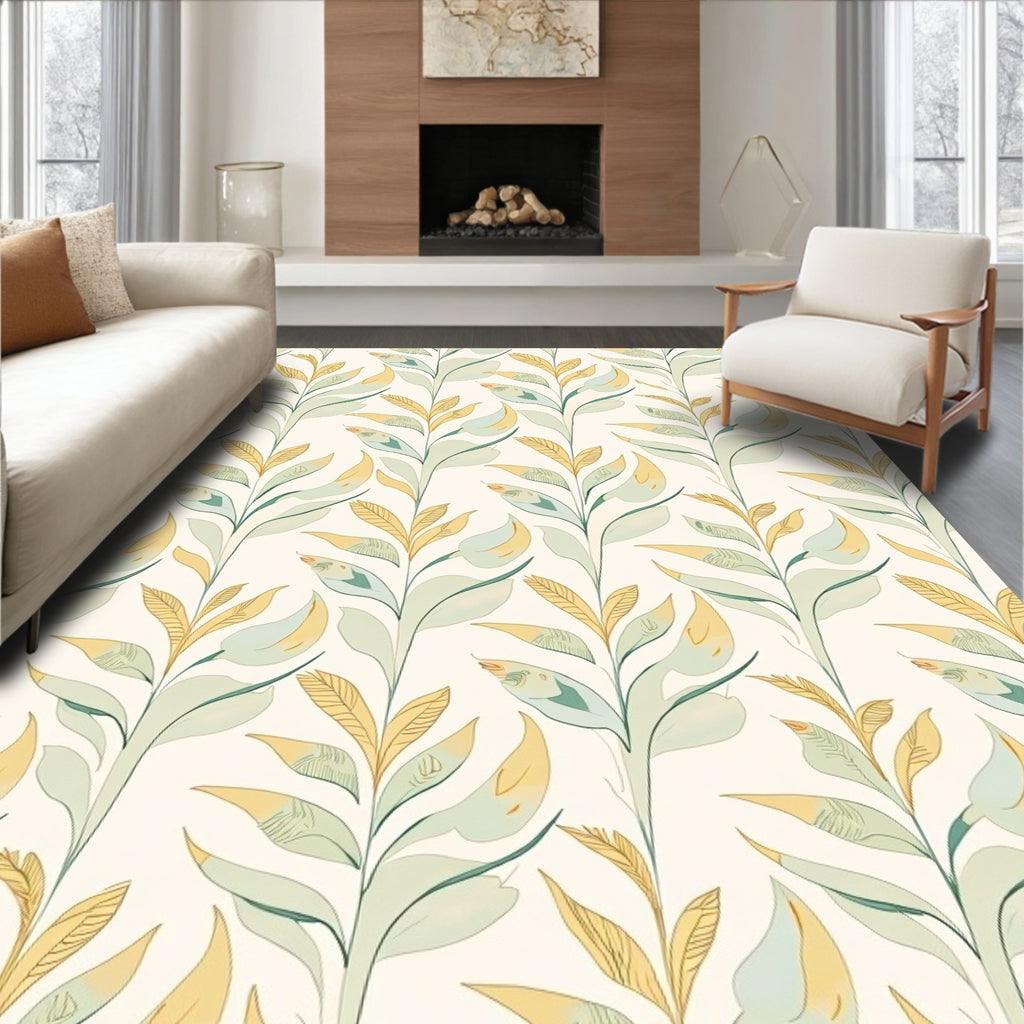 Pale Botanical Stem Repeats Rug