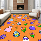 Playful Easter Eggs Bunny Flowers Rug