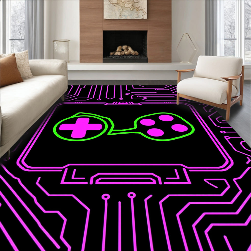 Neon Pink Circuit Board Controller Rug