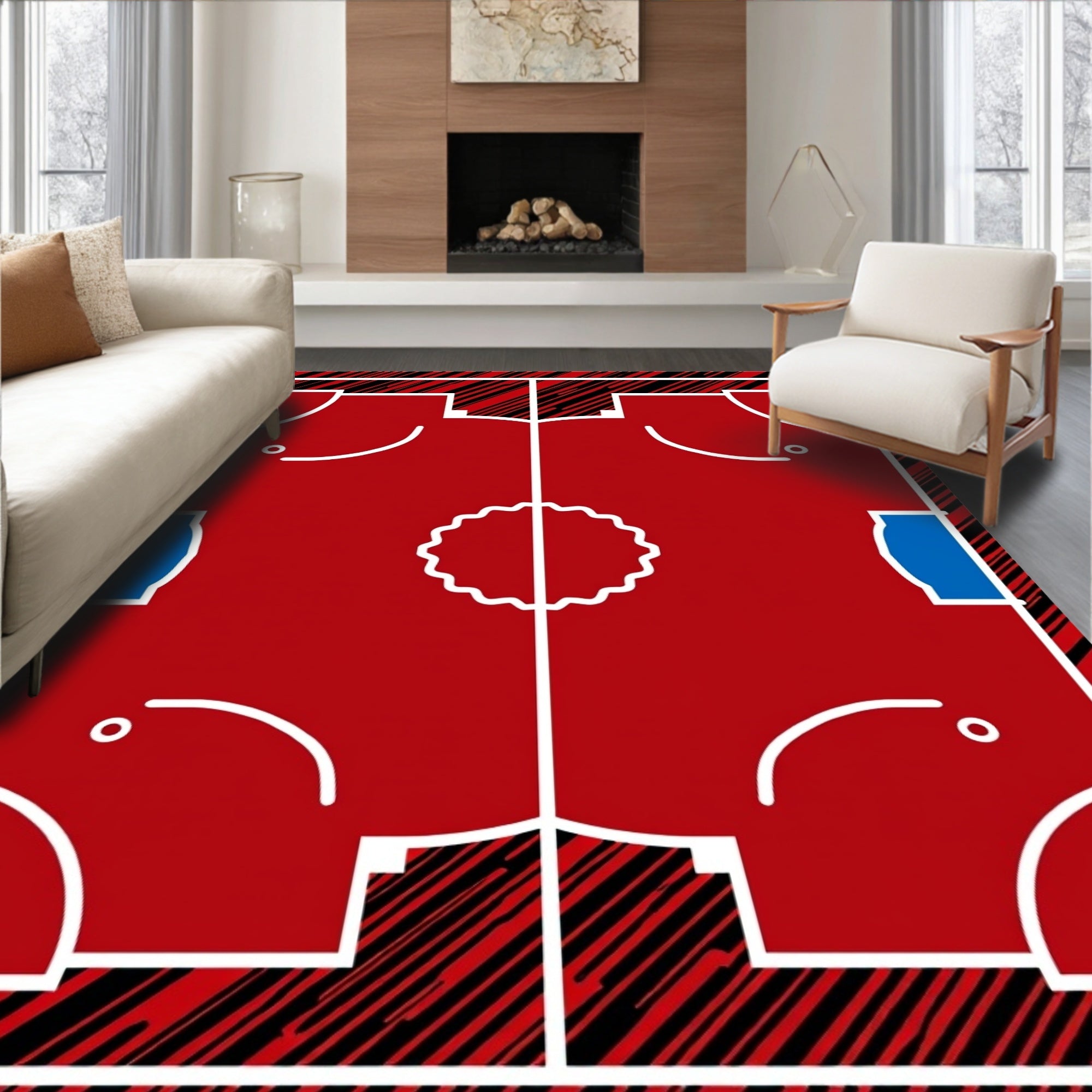 Bright Red Cobalt Courtside Appeal Rug