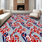 Red White Blue Abstract Flow Rug