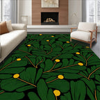 Emerald Green Leafy Branches Berry Rug