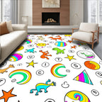 Whimsical Creatures Rainbow Shapes Stars Rug